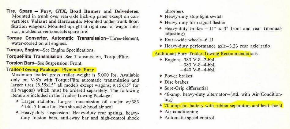 69 Fury Battery Dealer Data Book trailer tow option.JPG