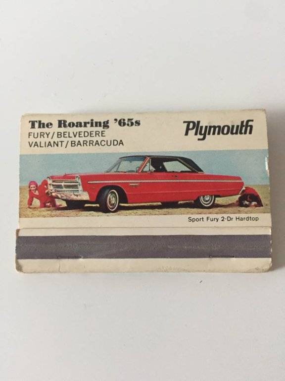 Promotional Matchbook - 1965 Plymouth Fury Valiant Barracuda - $10 (Midtown West).001.jpg