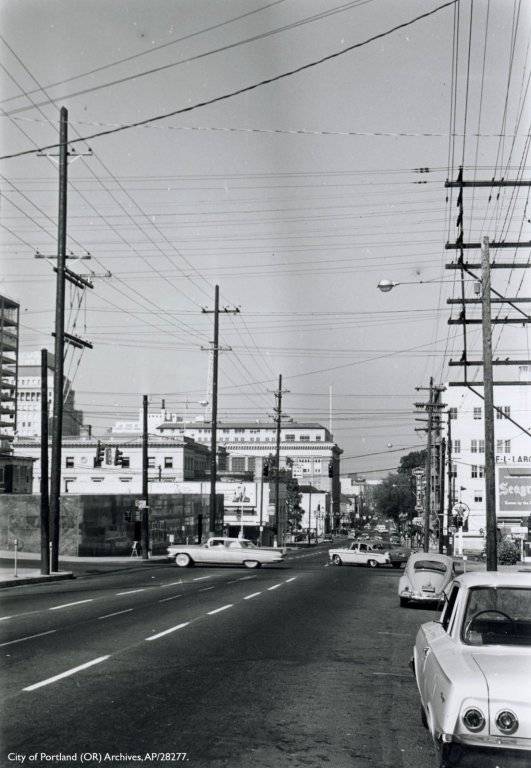 SW 4th Avenue looking towards SW Clay Street, circa 1962.jpg