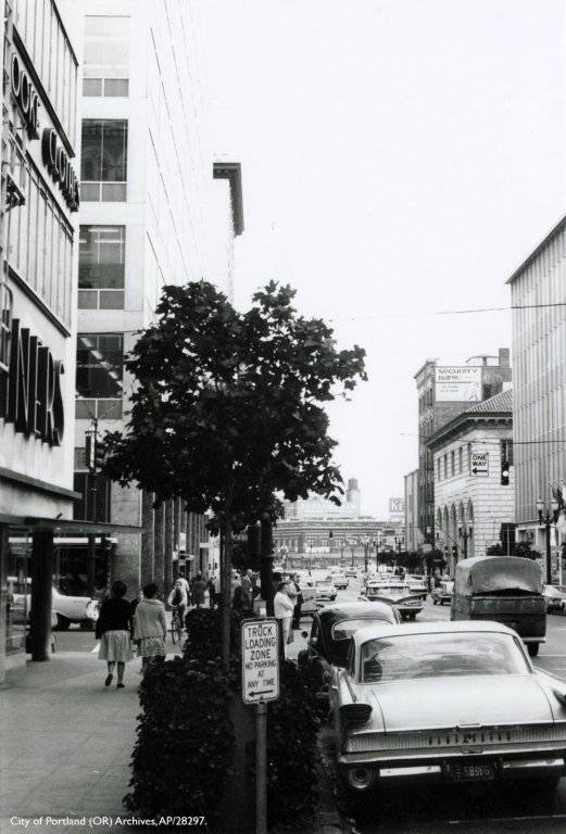 SW 6th Avenue looking north towards W Burnside Street, circa 1962.jpg